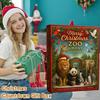 Merry Christmas Zoo Advent Calendar Tiger Panda Bear Shape Statue Animal Patterned Countdown with 24 Surprises Hanging Decoration