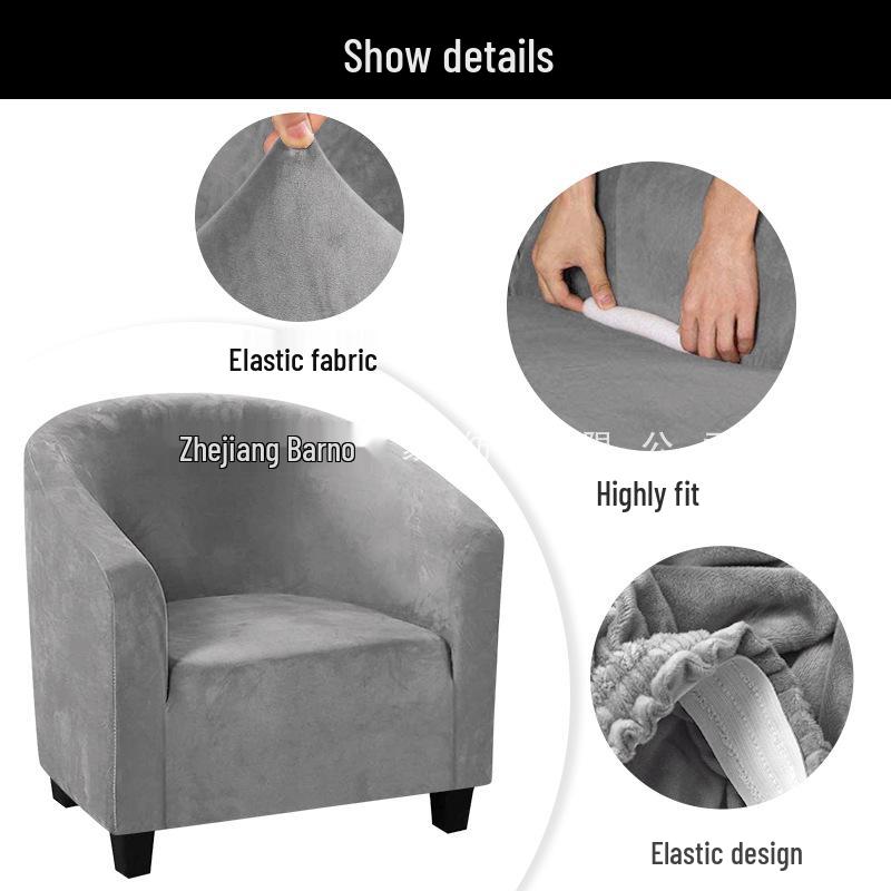 Одноместный чехол на диван из стрейч-бархата - Серебристая лиса