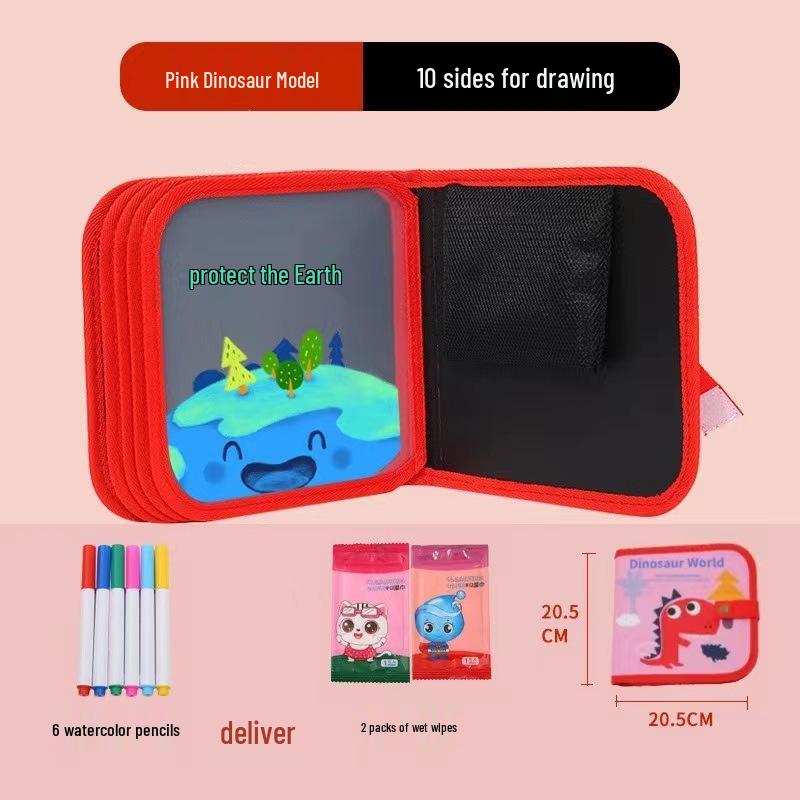 Erasable Children's Cartoon Watercolor Chalk Drawing Board & Coloring Book