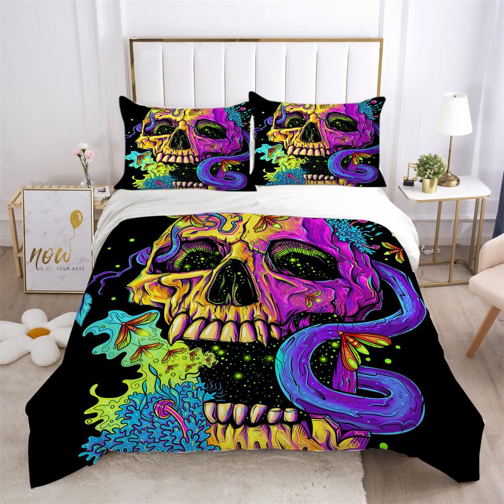 3D Skull Printing Duvet Cover Set Twin Size Microfiber Bedding Set Fashion High Ranking Cool Bedroom Decor