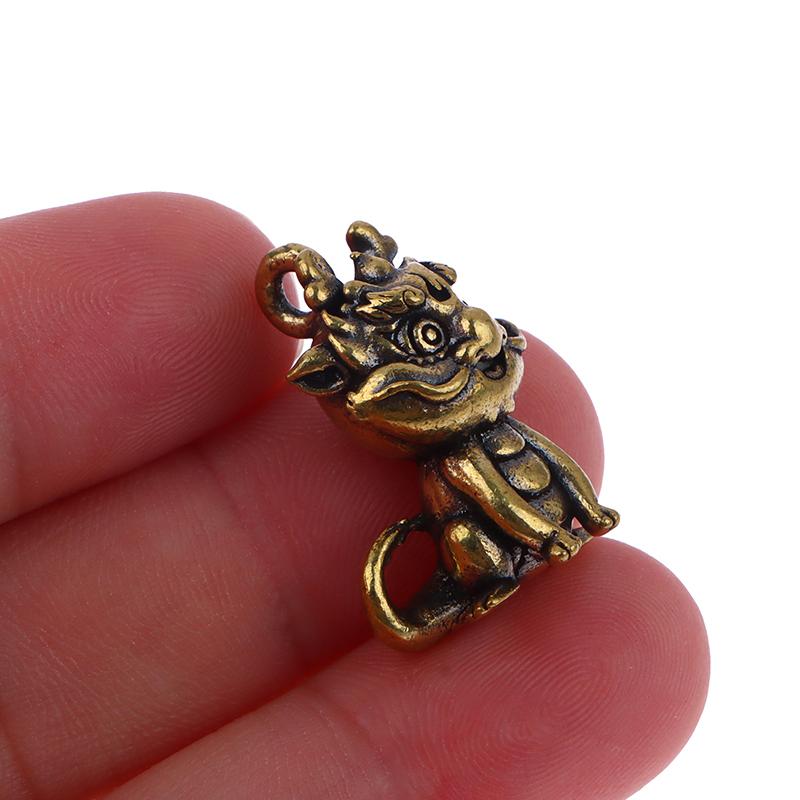 1 шт., винтажные латунные китайские фигурки драконов и зверей, подвески для автомобильных ключей, латунные брелки для ключей с животными, подвесные ювелирные изделия, брелоки