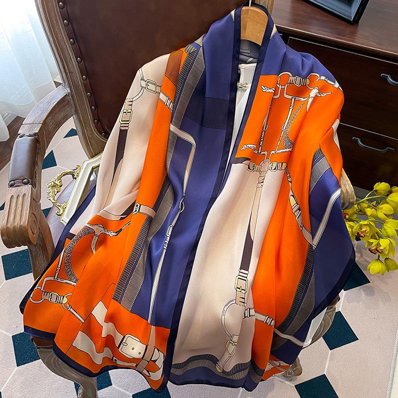 Shawl silk scarf women's versatile spring and autumn silk cheongsam with Hangzhou gift mother-in-law gift long scarf