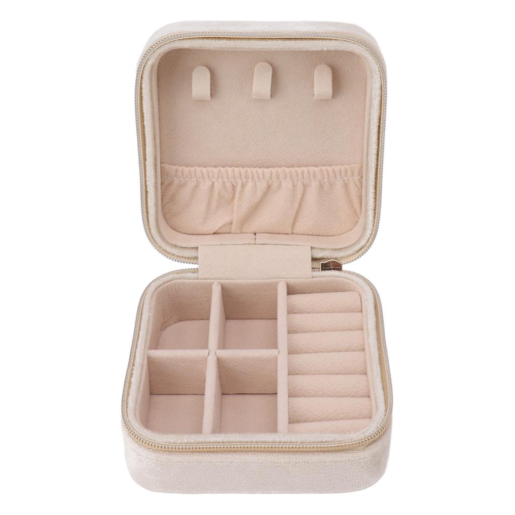 Velvet Travel Jewelry Box Organizer 2 Layer Small Portable Storage Case 2 Layer for Necklaces Rings