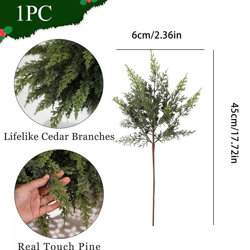 Рождественские кедровые ветки Рождественская зелень Искусственная сосна реалистичное зеленое растение украшения для дома рождественская вечеринка декор для помещения