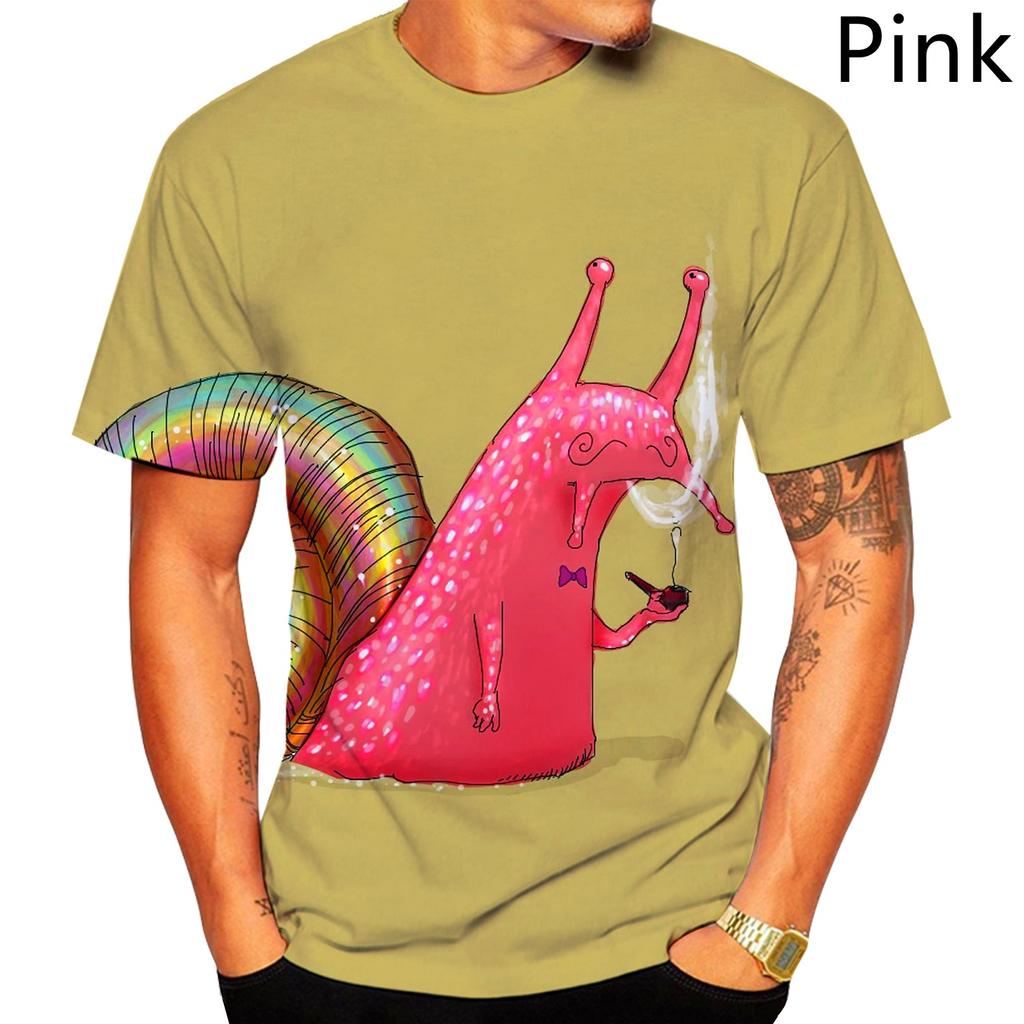 Летний топ с круглым вырезом и 3D-принтом с забавным узором улитки, модная повседневная мужская футболка с коротким рукавом