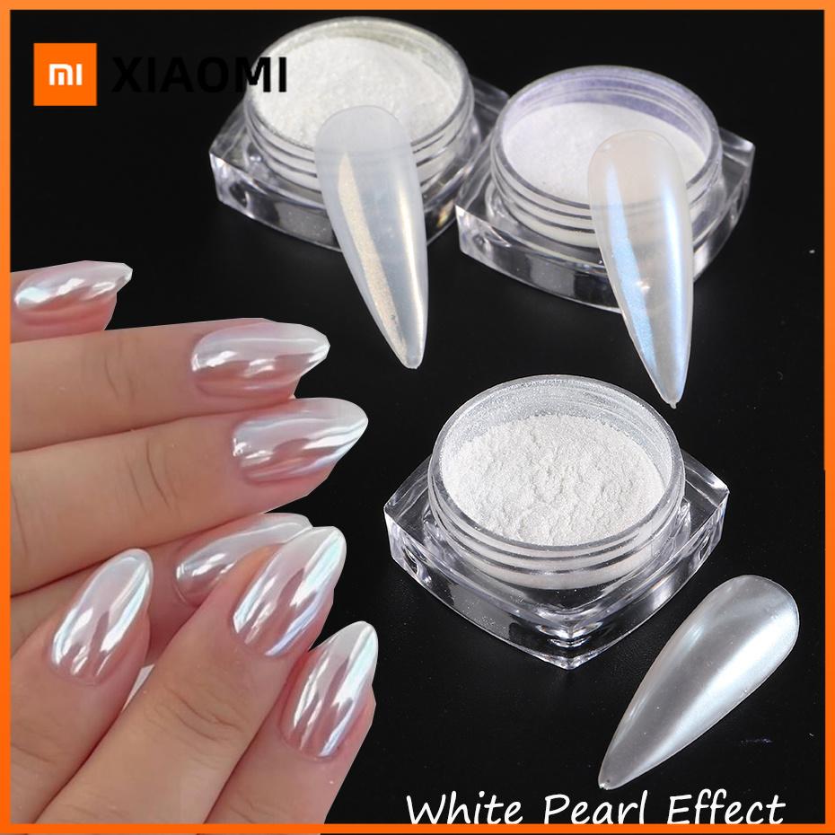 Xiaomi 3pcs Pearl Effect Nail Powders Mirror Aurora Chrome Mermaid Nails Art Powder Rainbow AB Magic Mirror Pearl Shell Powder Supplies