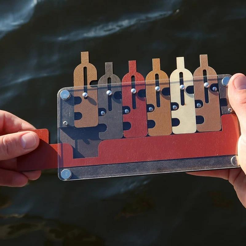 Wooden Puzzle Bottle Luban Lock Unlock Brain Burning Waiter Tray Difficulty Solving Loop Maze Huarongdao Puzzle Toy Unique Gifts