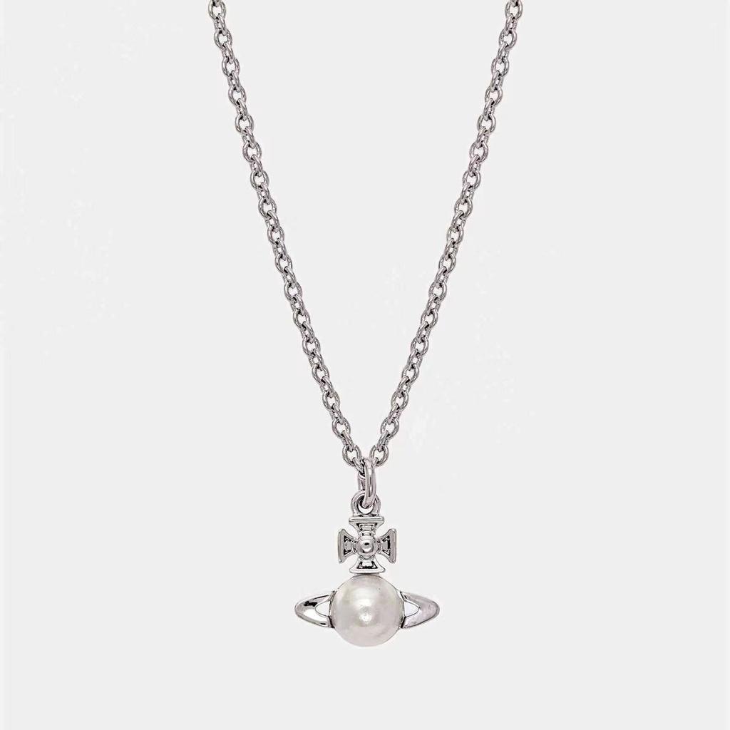 2023 Новое поступление Медное ожерелье с жемчугом Сатурна для женщин Классическая и универсальная планетарная цепочка