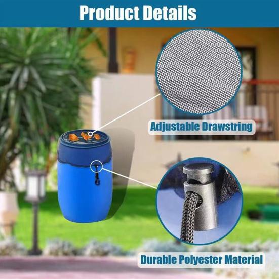 Сетка для защиты от мусора, сетка для защиты от дождя, с затягивающимся шнурком, чехол для ведра для сбора воды, защита резервуара для воды на патио в саду