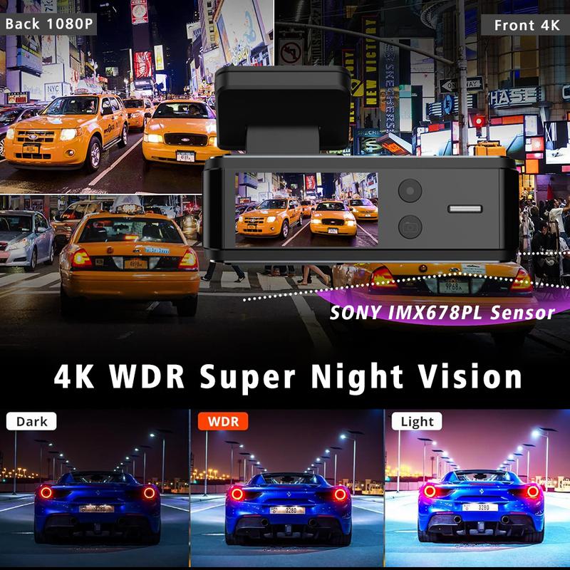 Car DVR 4K 3840*2160P WIFI GPS Dash Cam Mini Camera Front and Rear Dual Lens Dashcam Black Box Video Drive Recorder Night Vision