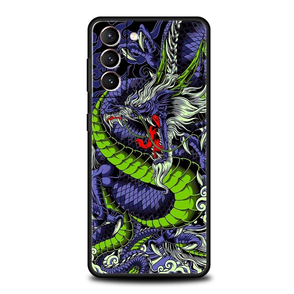 Чехол для телефона Samsung Galaxy S23 S22 Ultra S20 S21 FE 5G S10 S9 Plus S10E S8 Note 10 20 Силиконовый Черный Чехол Модный Дракон