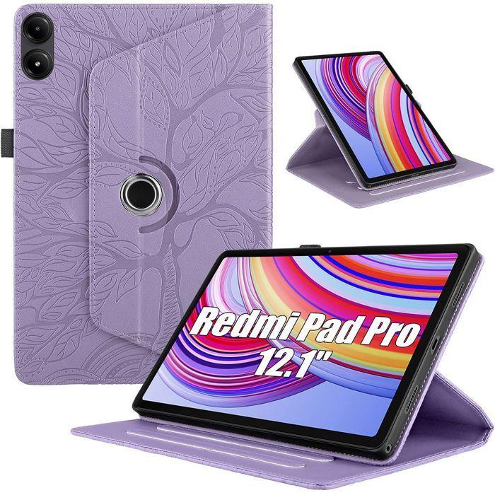 Coque pour Xiaomi Redmi Pad 2 Pro / Pad Pro 12,1 Pouces, Housse Synthécuir Violet Relief Arbre