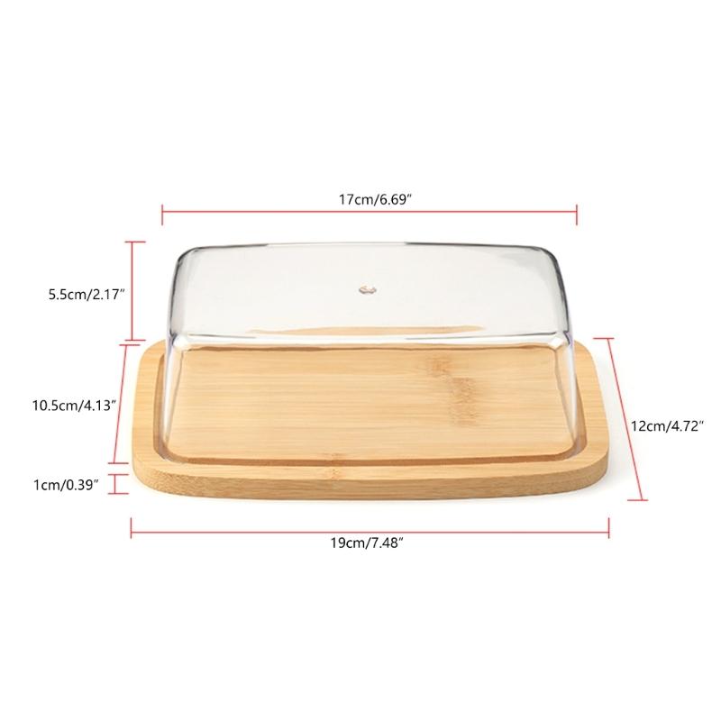 Герметичная масленка с пластиковой крышкой Прямоугольный контейнер для масла для столешницы и холодильника Бамбуковый поднос для хранения масла