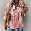 New Fashion Floral Print Plus Size Long Sleeve Womens Blouse