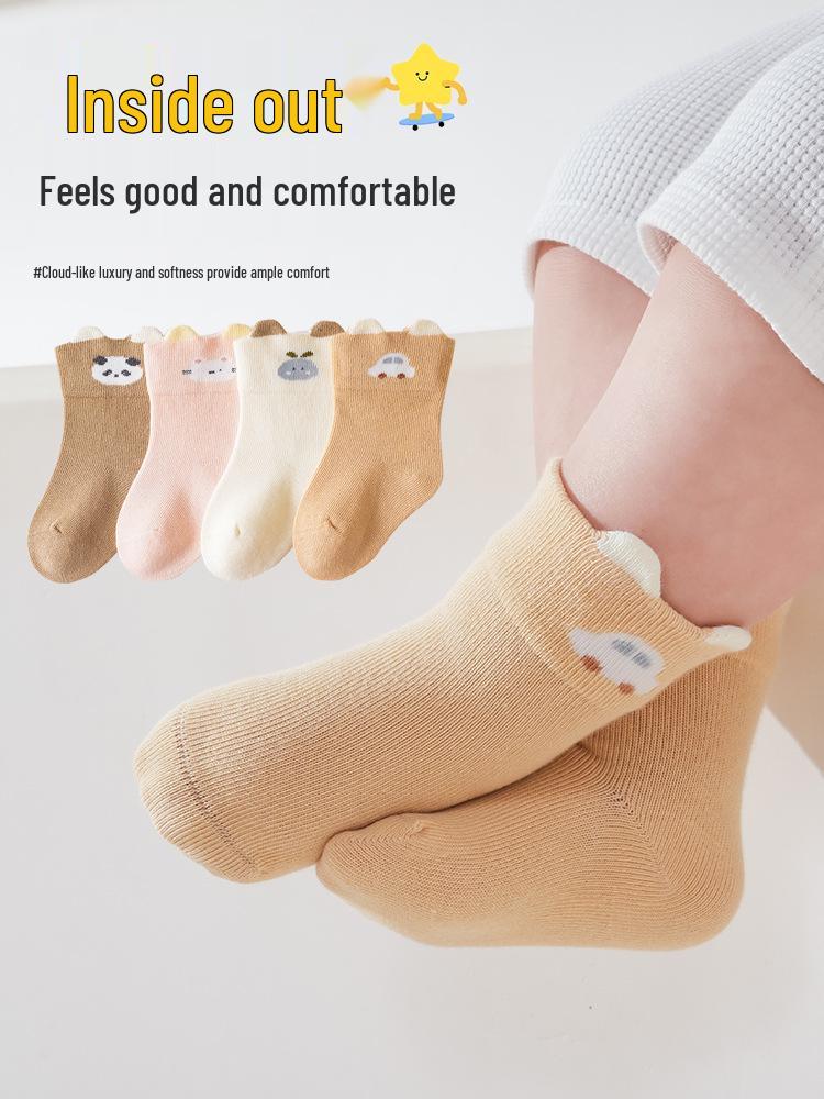 Xiyu Jia Осень/Зима Детские носки из гребенного хлопка - Милый 3D мультяшный дизайн для мальчиков и девочек