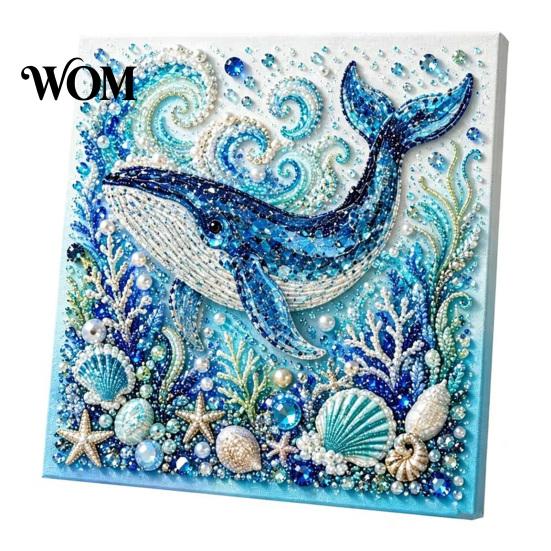 Relaxing Weekend Creative Project Ocean Faux Pearl Painting Kit, Marine Life 3D Art DIY Handmade Wall Supplies Sea Turtle Fish Picture Craft