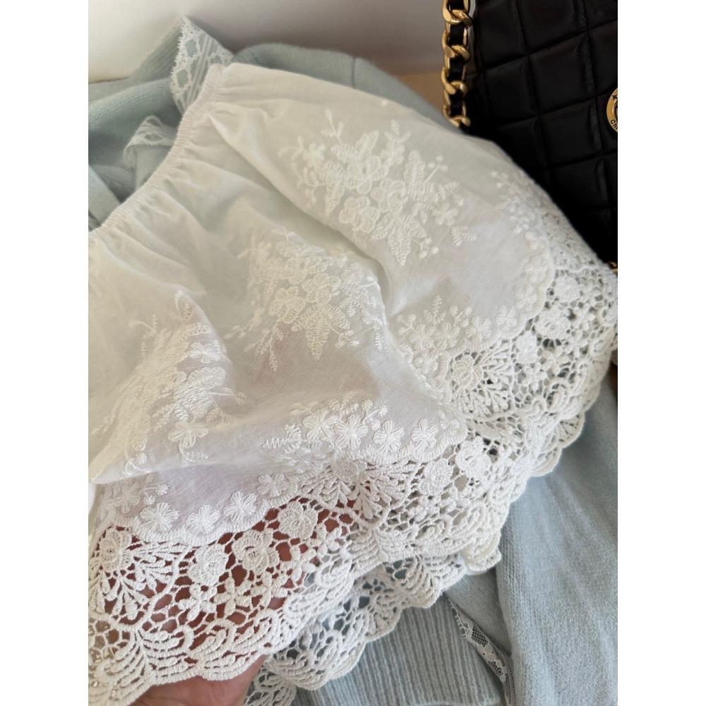 «Сложенная занавеска для пукания», нескользящая юбка средней длины с низом, женская весенняя новинка из кружева, маленькая занавеска для пукания с эластичной талией