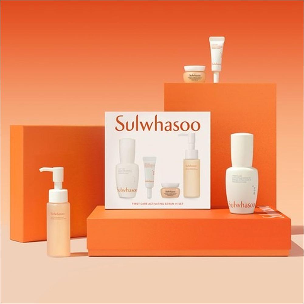 Sulwhasoo Активирующая сыворотка First Care VI (6-е поколение) Специальный набор из 4 предметов - Роскошный антивозрастной ритуал ухода за кожей, Уход с женьшенем для восстановления барьера, K-Beauty