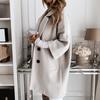 Women Casual Autumn Winter 45720 Sleeve Pockets Buttons Long Coat Loose Jacket