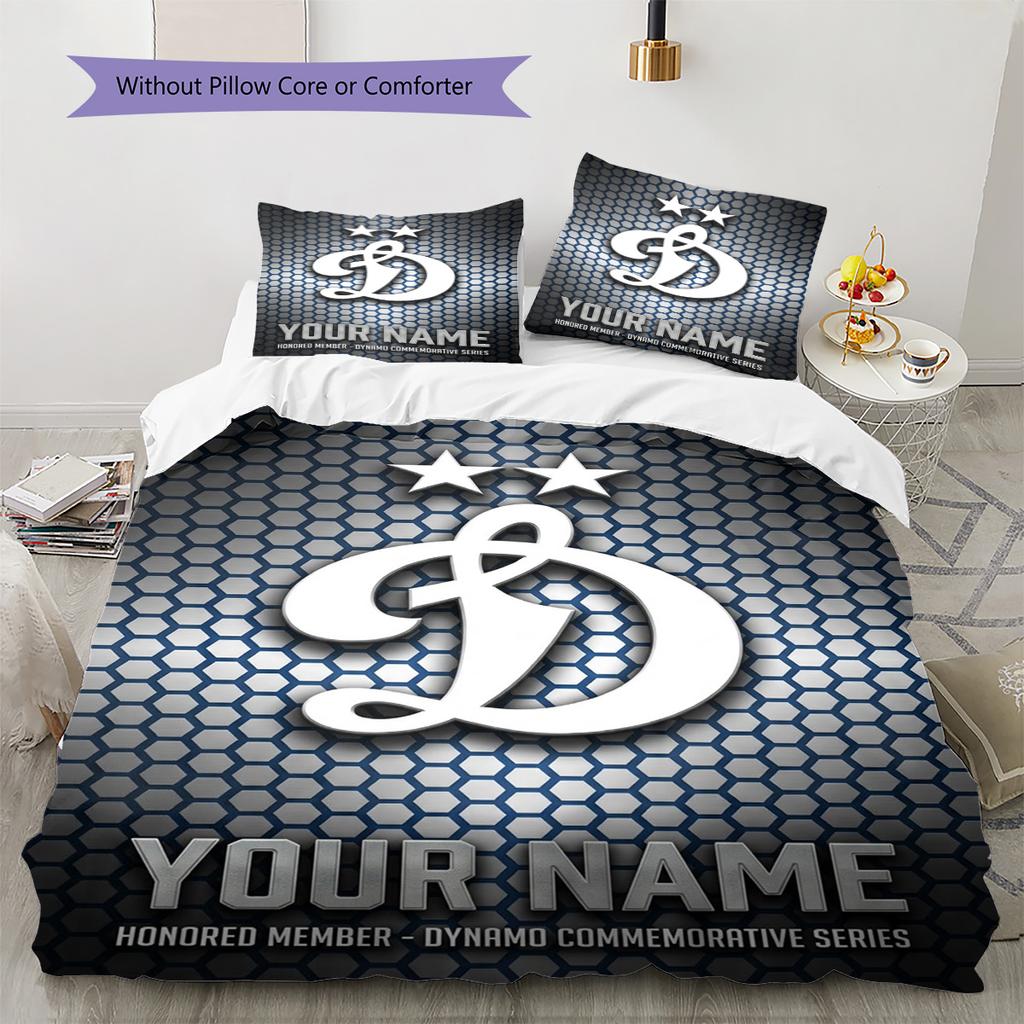 Name Custom FC Dynamo Moscow Pattern Bedding Set Quilt Cover Pillowcase Home Decor Gift (1 * duvet cover + 2 * pillowcase, without core)