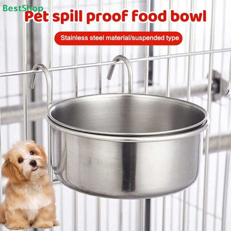 Anti-Spill Pet Feeding Bowls - Durable Stainless Steel with Hooks for Crates & Cages