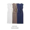 Kaslead New Women Clothes Western Style Fashion Double Placket Twill Sleeveless Dress 5067651