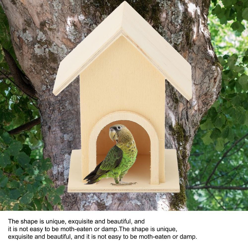 5Pcs Wood Wooden Birdhouse Unpainted Surface Bird Cage Craft Unique Garden Ornament Small Birds