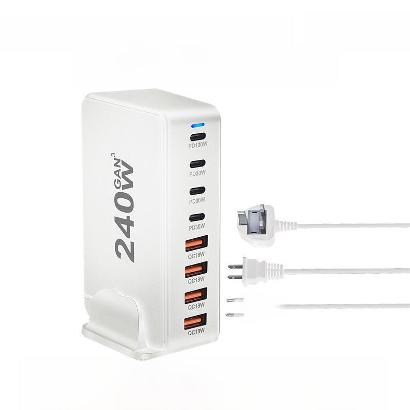 Многопортовое зарядное устройство USB GaN мощностью 268 Вт: Мощная настольная зарядная станция для мобильных телефонов и ноутбуков.