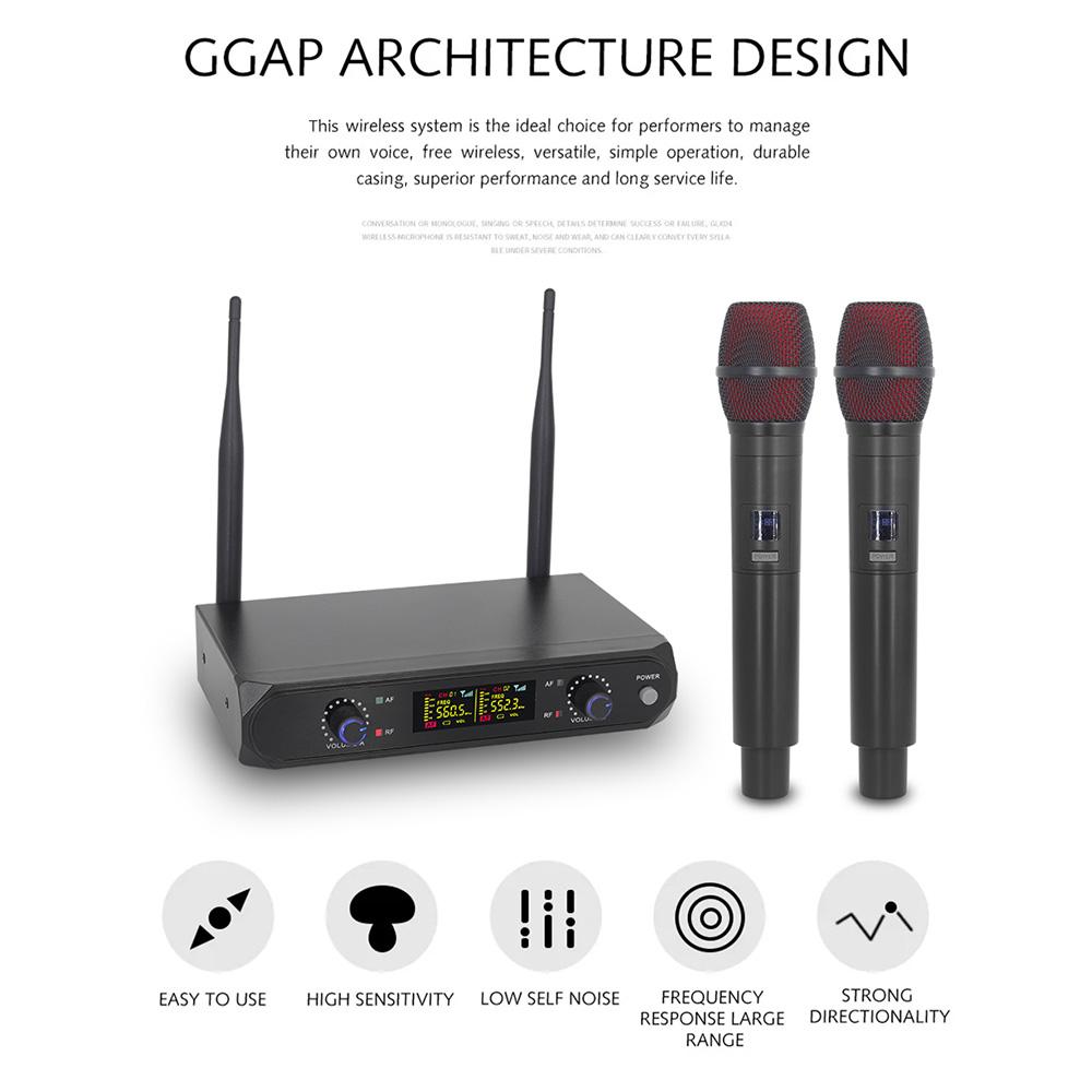 Беспроводная микрофонная система с 2 ручными микрофонами VHF UHF Беспроводной микрофон для звука в домашних кинотеатрах