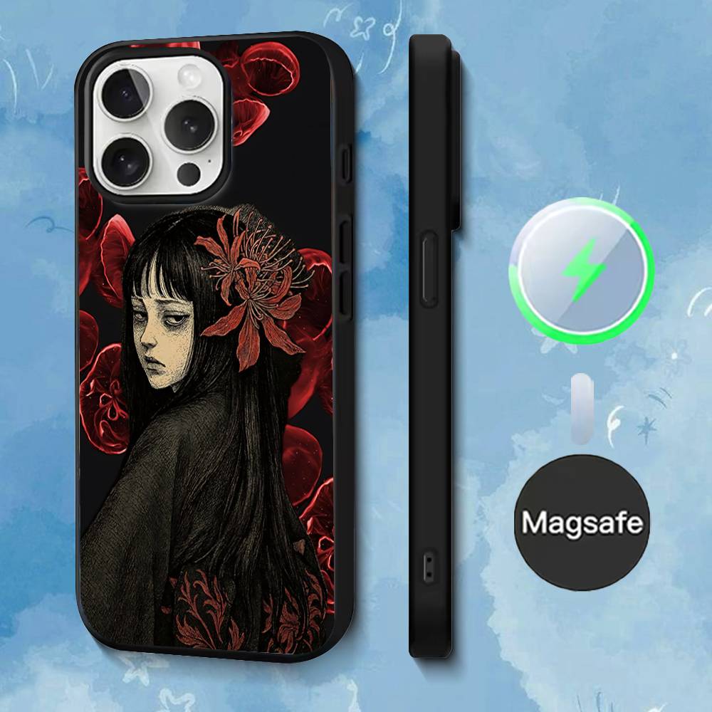 Чехол для телефона для iPhone 17,16,15,14,13,12,11,Pro,Max,Plus,Mini,SE4,E Комиксы J-Дзюндзи Ито T-Томиэ Магнитный Magsafe Беспроводная зарядка