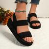 Women's Black & White Roman-Style Sandals with Thick Sole, Faux Hemp Rope Design, Perfect for Summer Style