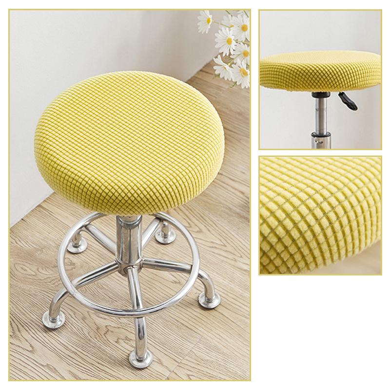 Slipcover Bar Stool Cover Round Chair Cover Anti-Dirty Solid Seat Cushion Protector Removable Stool