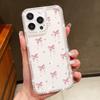 Bowknot Pattern Clear Silicone Phone Case For iPhone 16E 16 Pro Max 15 Pro 14 13 12 11 Diamond Frame Shockproof Soft Bumper Cover