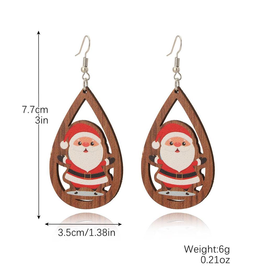Trendy Snowflake & Santa Wooden Christmas Earrings