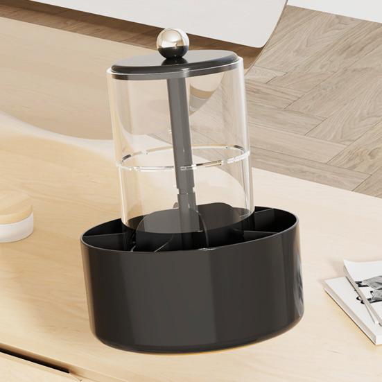 Makeup Brush Holder Dustproof 360-Degree Rotatable Press Type Multi-grid Makeup Brush Organizer Storage Tube