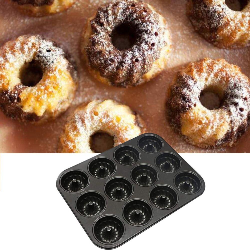 Carbon Steel Mini Fluted Tube Cake Pan Non-stick Bread Baking Pan Pumpkin Cake Baking Mold  Muffin