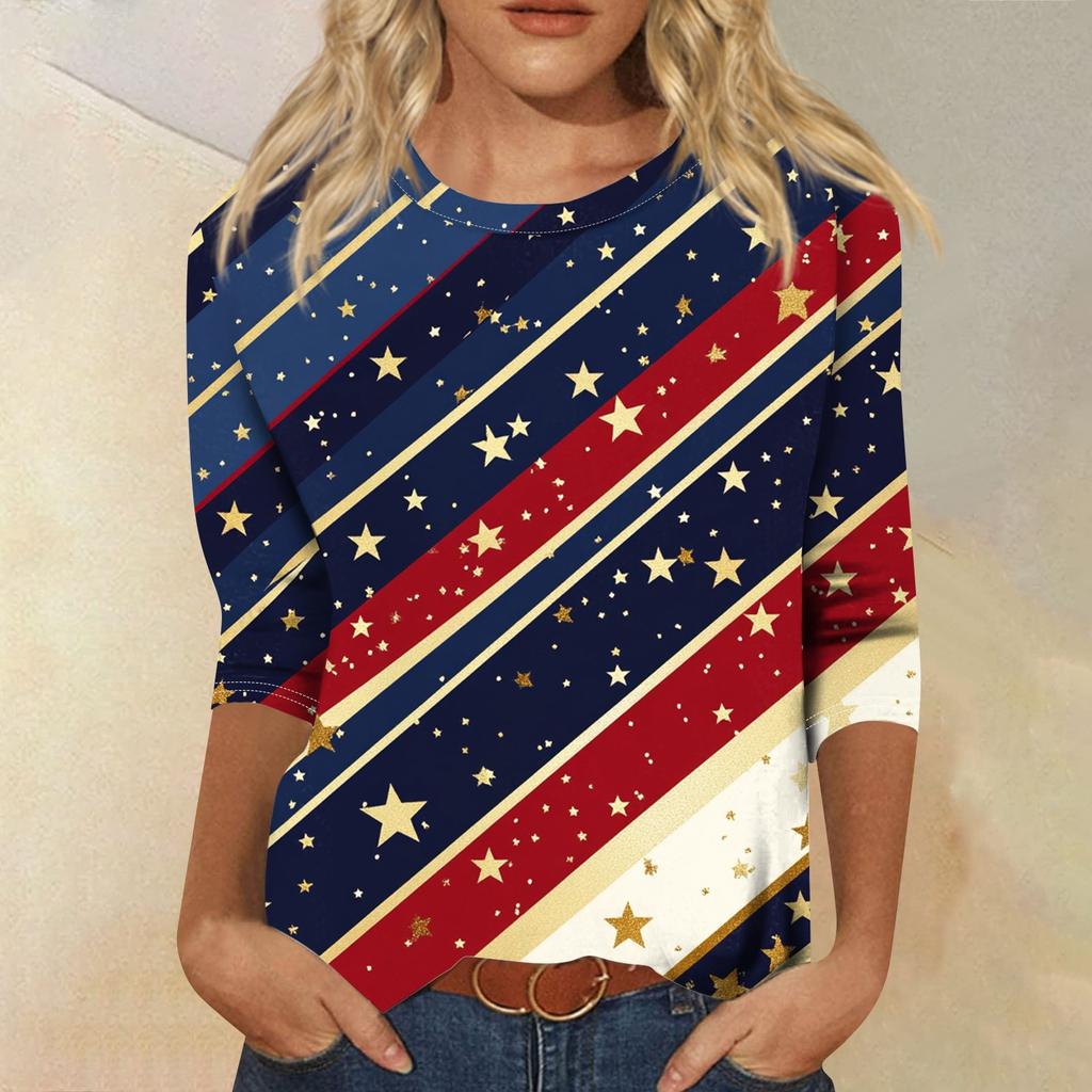 Женская футболка Повседневная футболка с принтом «День независимости», джемпер с круглым вырезом