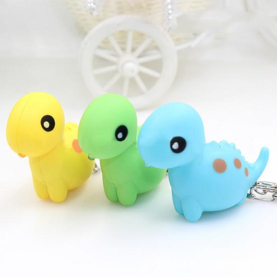 Брелок для ключей с мультяшным динозавром и медведем kawaii со светодиодной подсветкой и звуком