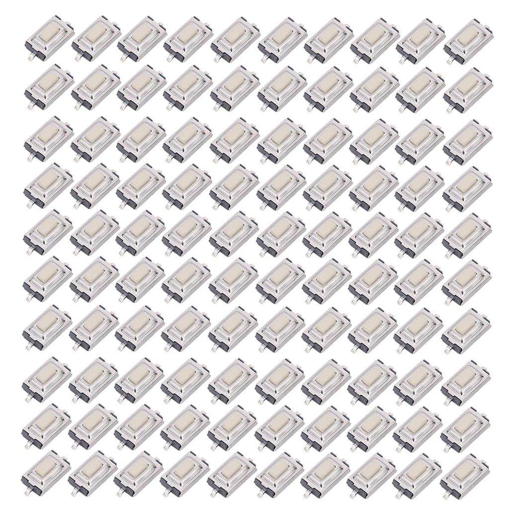 100Pcs Tactile Push Button Switch, SMD DIP 2 Pin Micro Momentary Tact Switch, 3mm x 6mm x 2.5mm for Phone GPS MP3 MP4 DIY Electronic