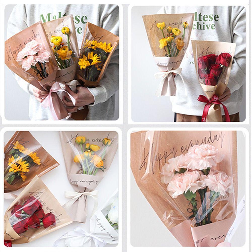 20/30PCS Single Rose Bouquet Packing Bag Wrapping Sleeve Flower Packaging Bag  Valentine's Day