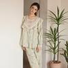 Lunaluz Women S Long Sleeve Round Neck Two Piece pajamaS roSe Duo