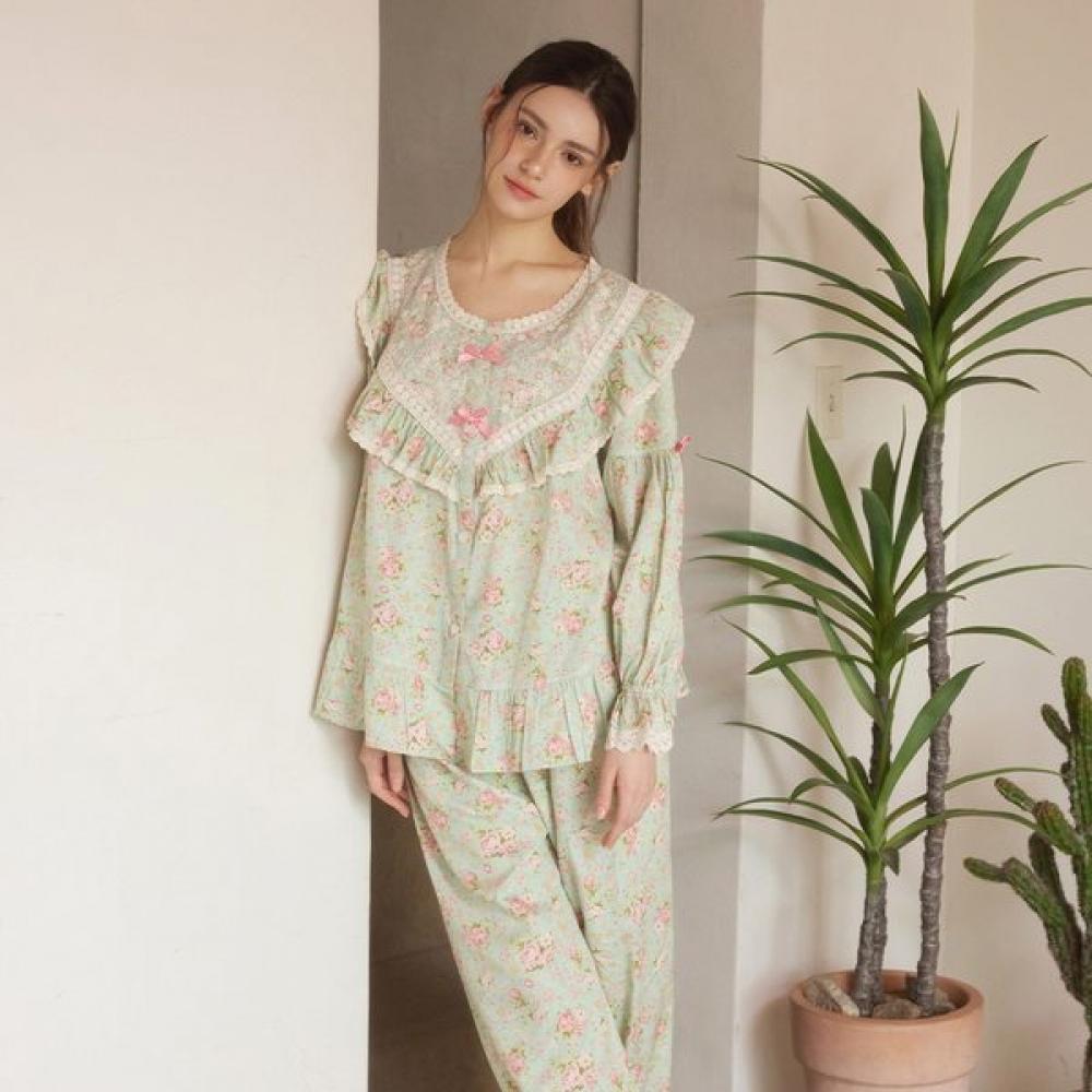Lunaluz Women S Long Sleeve Round Neck Two Piece pajamaS roSe Duo