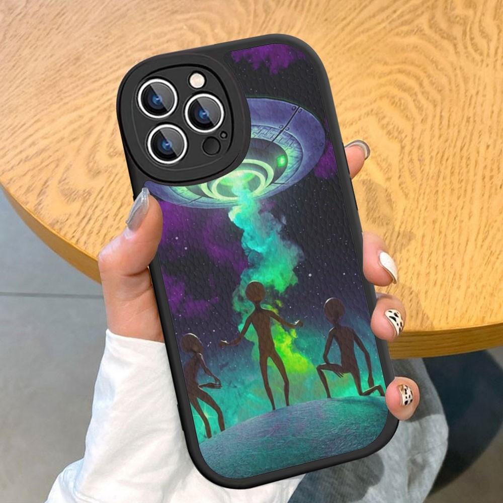 Эстетика милый мультяшный инопланетный космический чехол для телефона из твердой кожи для iPhone 14 13 12 Mini 11 14 Pro Max Xs X Xr 7 8 Plus Fundas