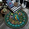 Jungle Parrot Glass Round Area Rug Under Office Chairs Bedroom Living Room Home Decor