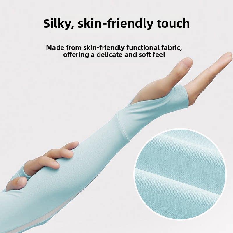 High Elastic Ice Silk Arm Sleeves, Cooling UPF50+ UV Sleeves with Thumb Hole for Outdoor Activities