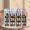 1PC Vintage Old Photo Collage Square Art 750ml Color Plastic Sports Water Bottle Leakproof Flip Straw Lid Suitable for Sports Office Home Use