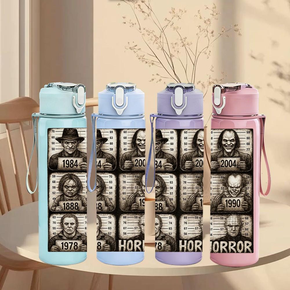 1PC Vintage Old Photo Collage Square Art 750ml Color Plastic Sports Water Bottle Leakproof Flip Straw Lid Suitable for Sports Office Home Use