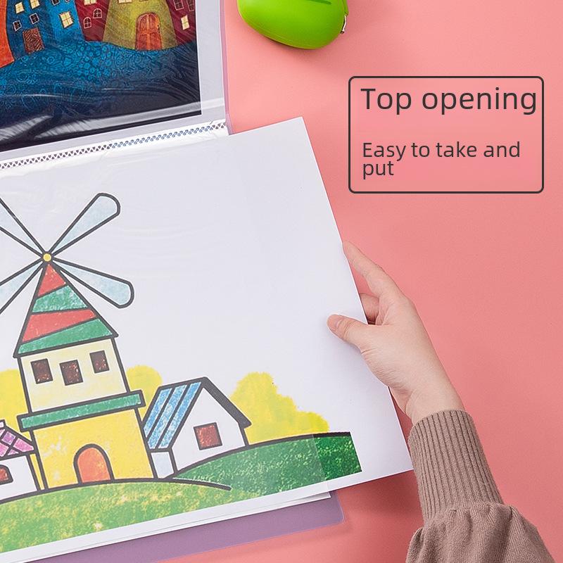 Глянцевая утолщенная книга формата А3: Прозрачный альбом с 8 отделениями для рисунков и хранения плакатов.