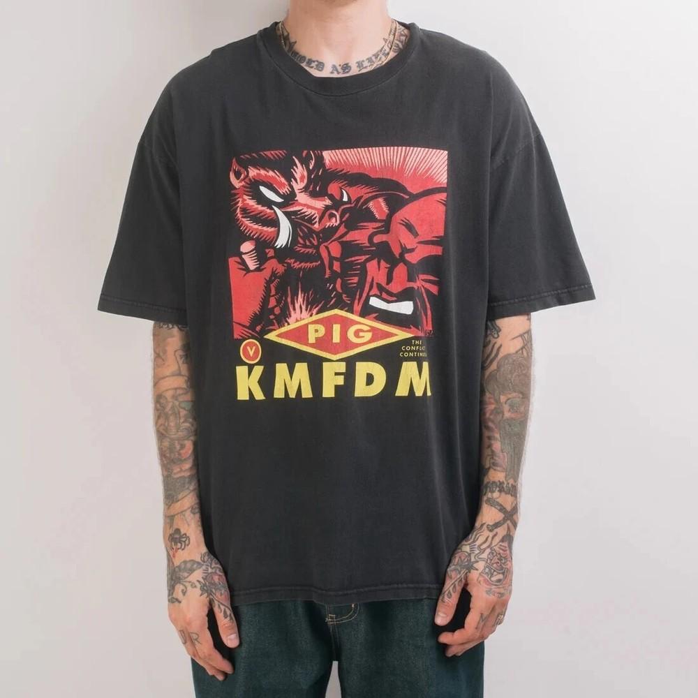 KMFDM Pig Graphic Short Sleeve Black Shirt Unisex Men Women S-5XL Unisex T-Shirt