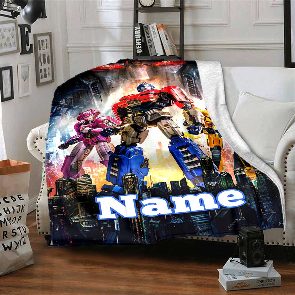 Transformers Fans (23) Personalized Text Blanket Cozy Customizable Blanket Soft Warm Cozy Suitable for Bedding Livingroom Picnics Home Decor
